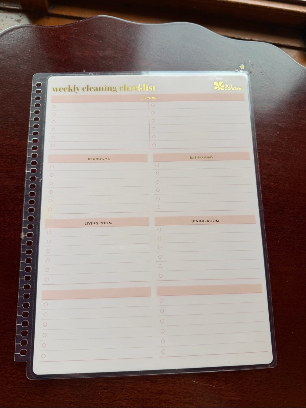 Erin Condren Snap-In Weekly Cleaning Checklist